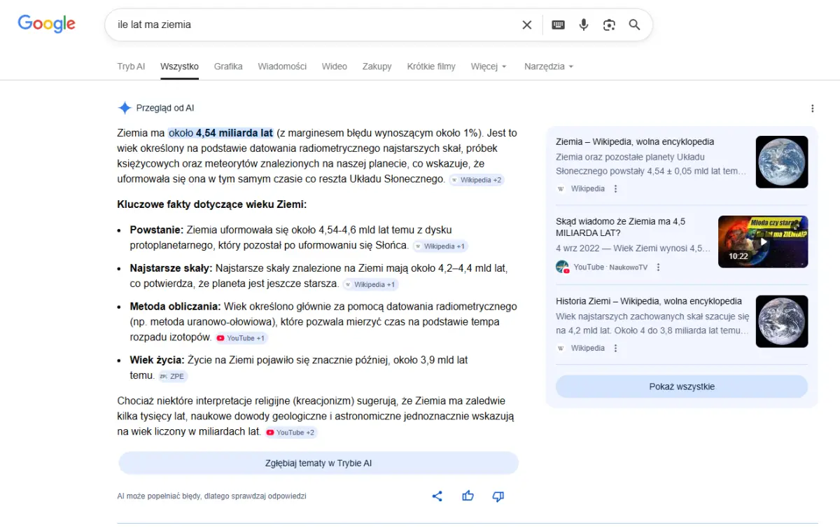 AI Overviews Google – podsumowanie wygenerowane przez AI