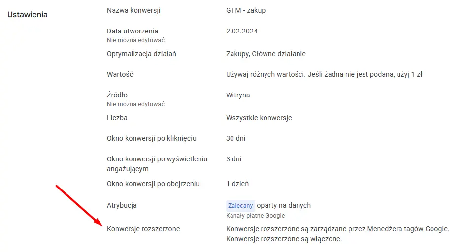 Konfiguracja konwersji rozszerzonych w Google Ads
